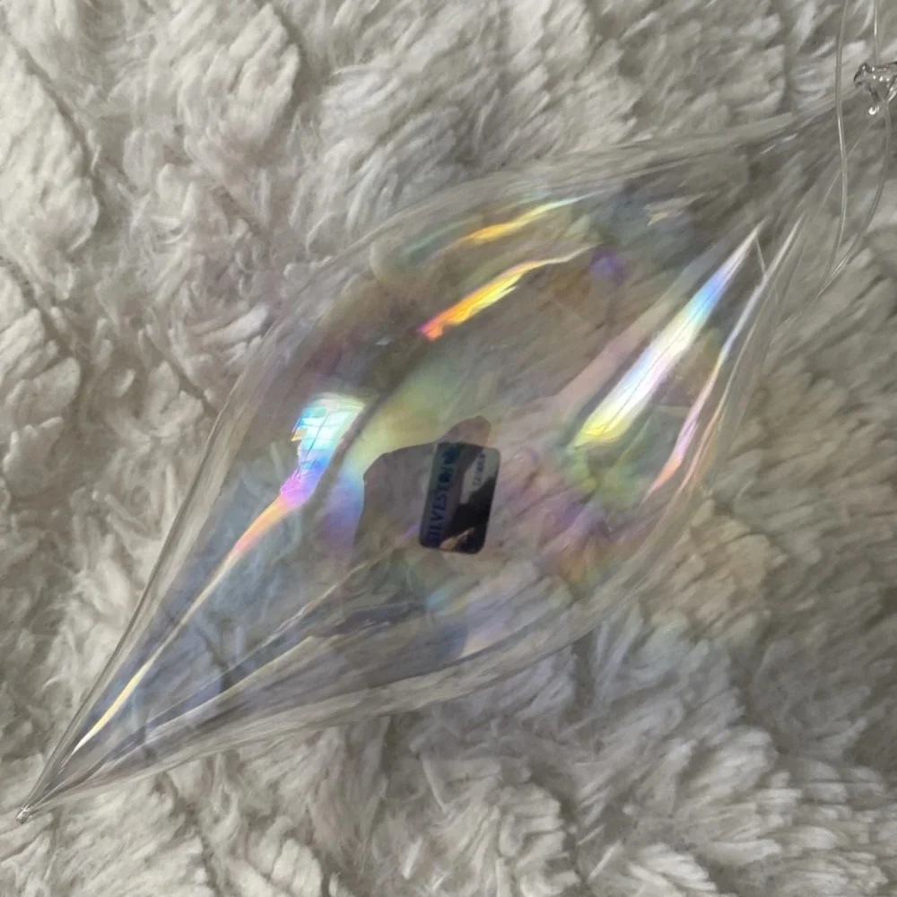 Vintage‎ Silvestri Glass iridescent Teardrop Shape Christmas Ornament